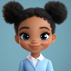 cute afro baby boss girl in gull body shoot smiling wearing Generative ai