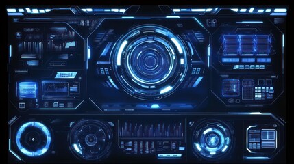 Fototapeta premium Futuristic Interface Displaying Data and Circular Technological Elements
