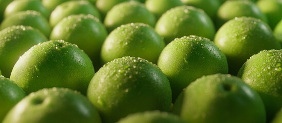 Green Apples with Rustic Background &ndash; A textured background highlighting bright green apples, making them pop with color. Ideal for food photography and organic branding.

