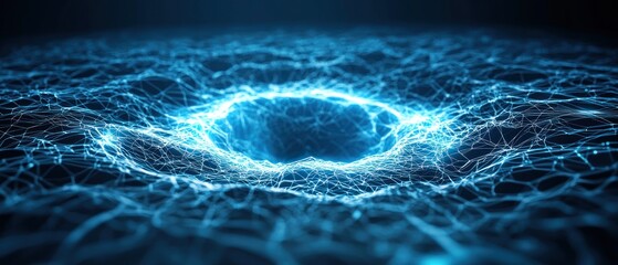 Naklejka premium Abstract Blue Network Vortex: Digital Art