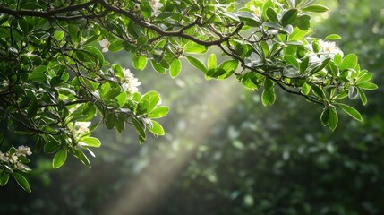 Sunlit Branches with Delicate White Blossoms