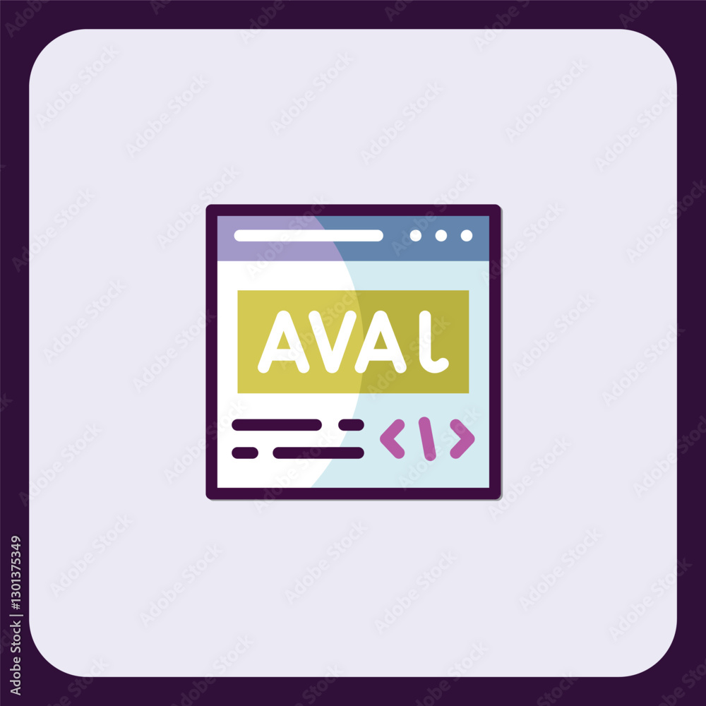 Poster website development icon: aval webpage interface design element
