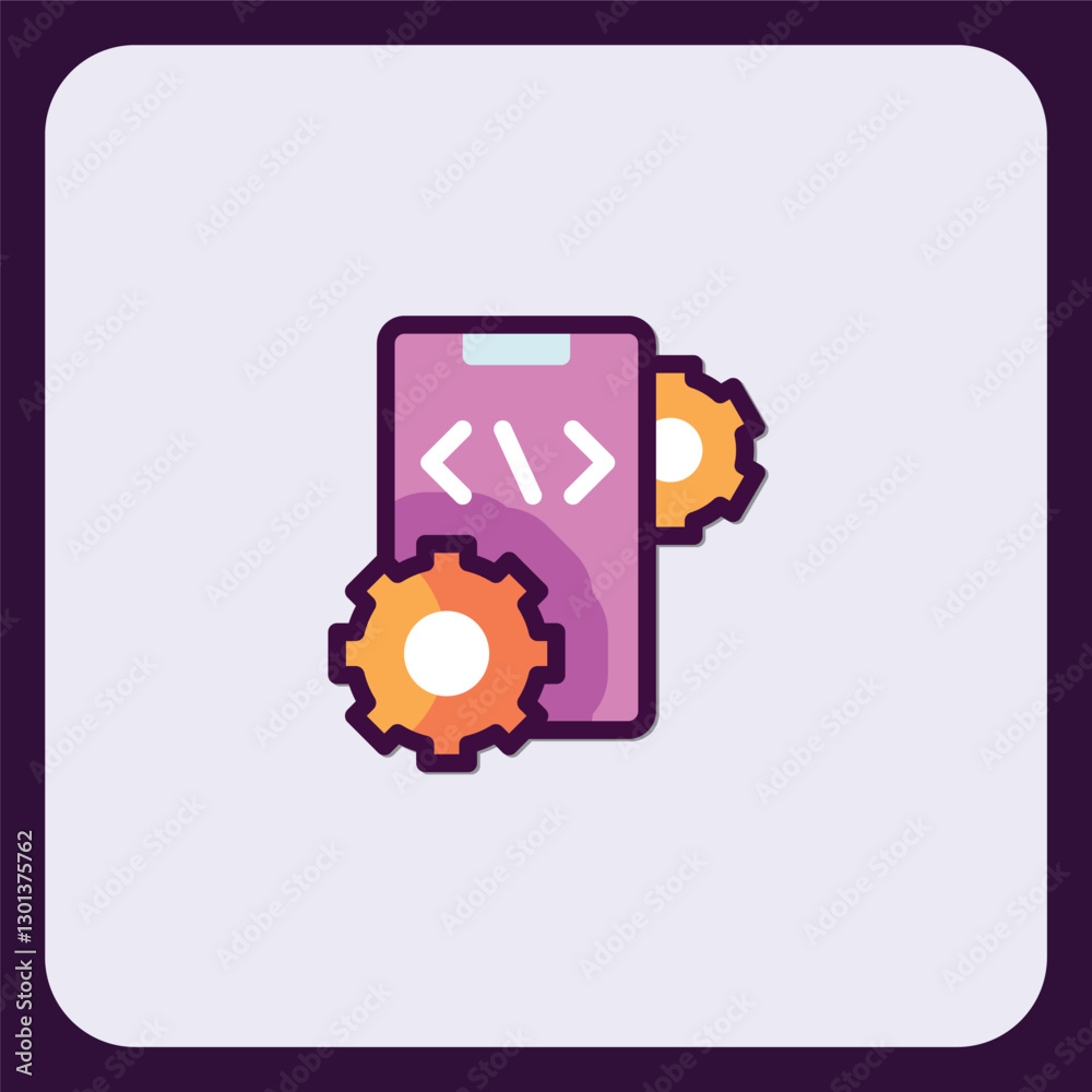 Poster Mobile App Development: Coding and Customization Icon