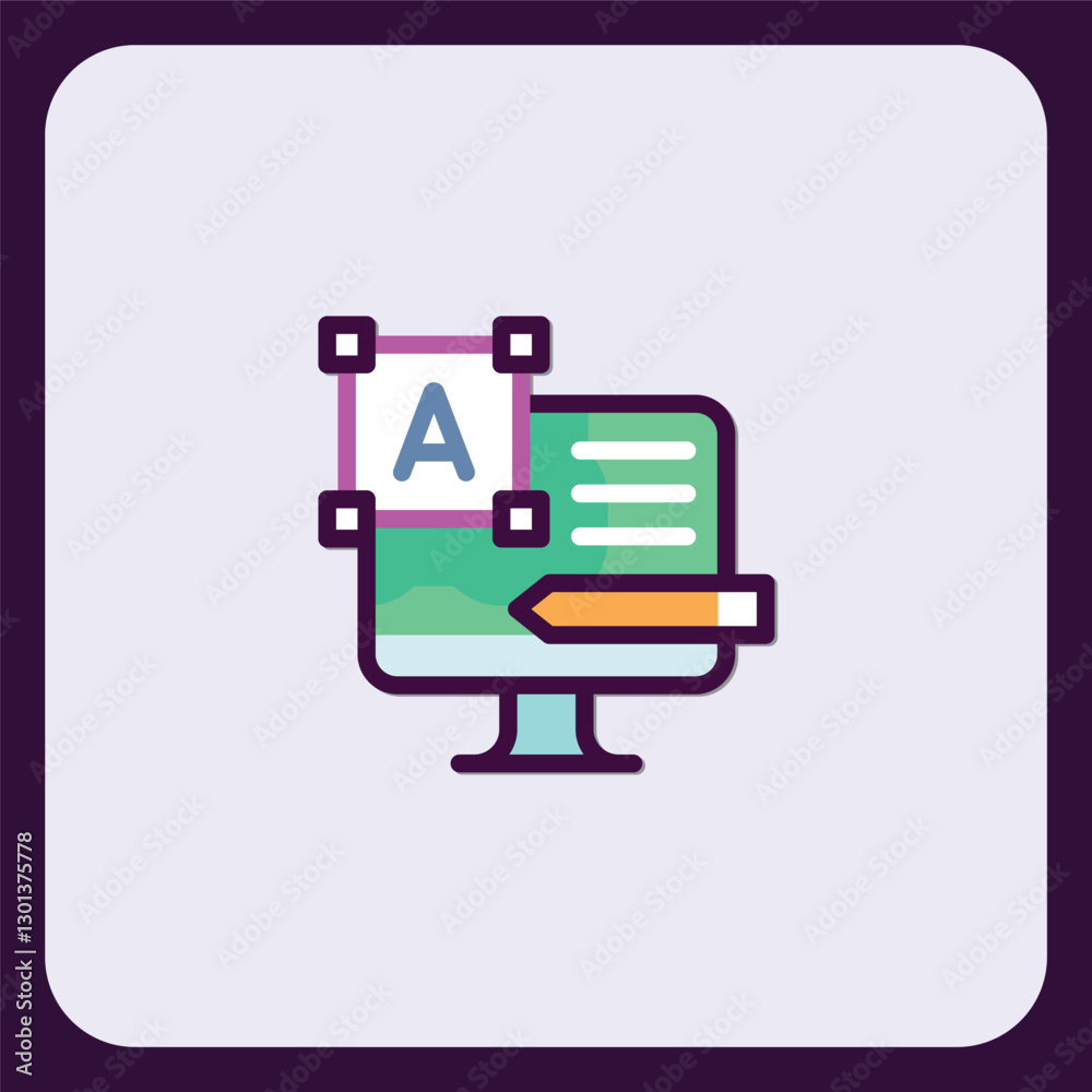 Poster Digital Content Creation and Editing Icon: Versatile Design Tool for Text and Graphics