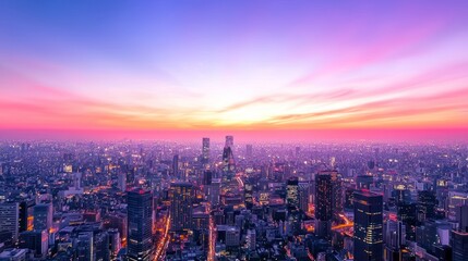 Obraz premium Tokyo Skyline at Sunset: A Breathtaking Panorama of Urban Beauty