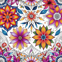 Flower mandalas set.Vector Collar Design and  Intricate and simple mandalas coloring pages.
