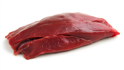 A piece of meat is on a white background
