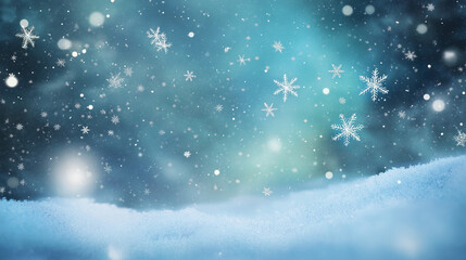 Naklejka premium Enchanting winter scene with delicate snowflakes drifting amid a mesmerizing aurora borealis sky display gracefully