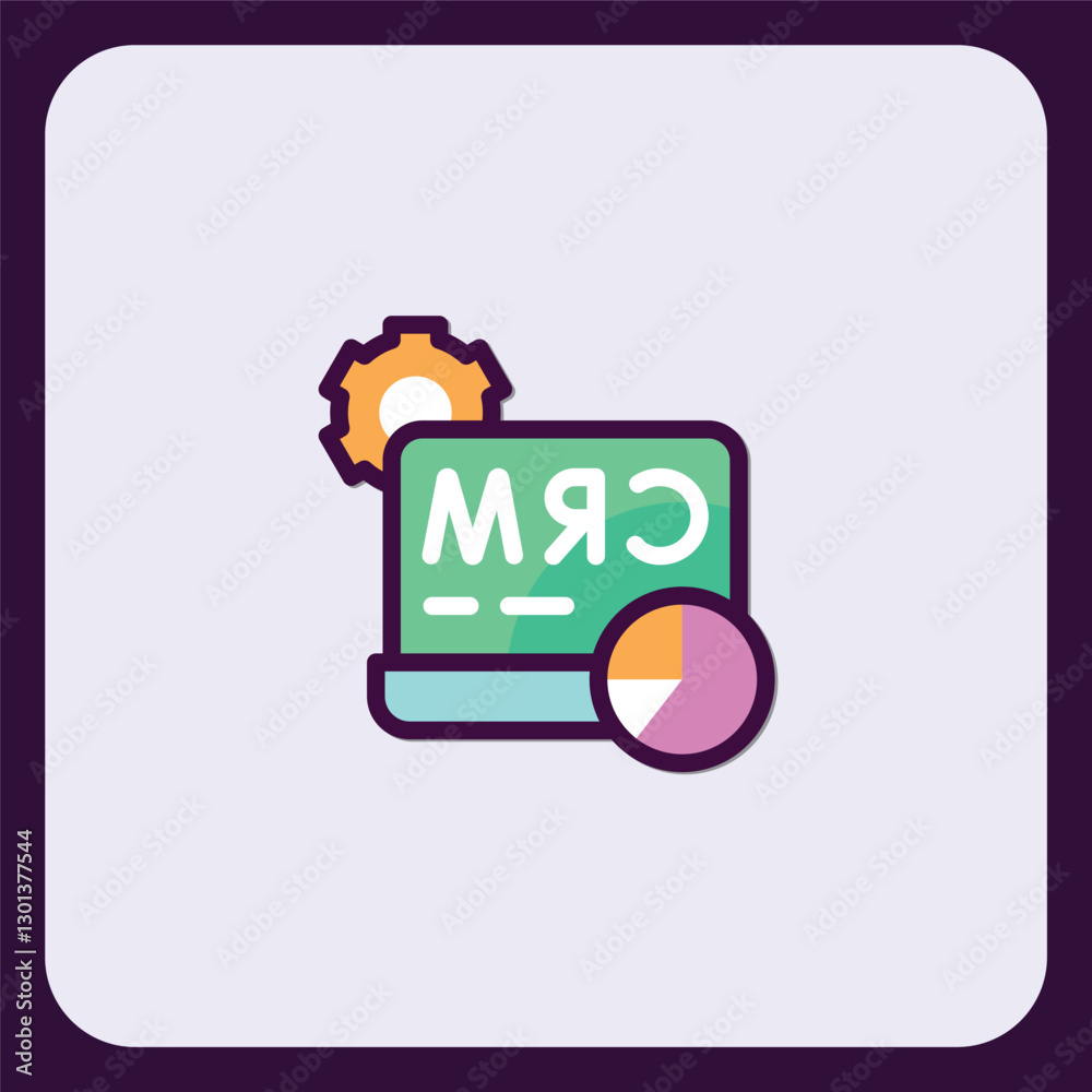 Poster customizable crm software icon: data management and analytics visualization