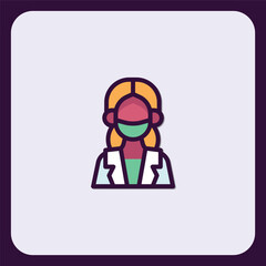 Female Doctor Icon Wearing a Protective Face Mask Healthcare Professional Avatar