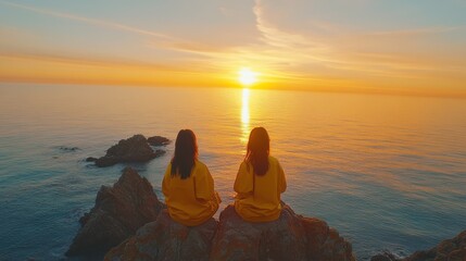 Serene Sunset Over Ocean in Outdoor Setting