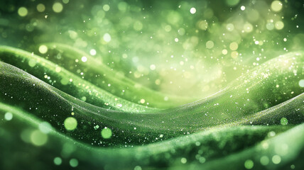 A green field with snowflakes on it