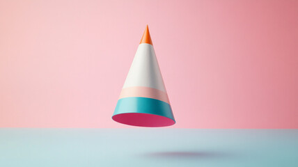 Fototapeta premium A paper hat with a pink and blue stripe