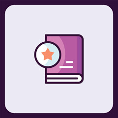 Fototapeta premium Favorite Book Icon Design: Purple Book with Star Rating