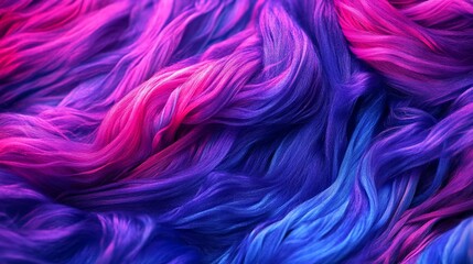 Obraz premium Abstract waves of flowing purple, pink and blue hair-like texture background