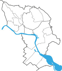 map of bratislava with regions and districts and danube