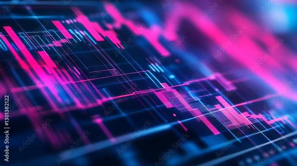 Aufkleber Abstract graph with vibrant colors representing data analysis and market trends in a digital environment : Generative AI