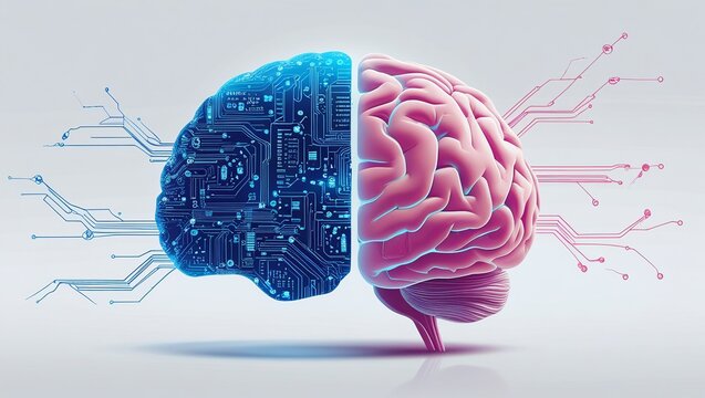 Futuristic AI Brain with Neural Circuit and Organic Mind