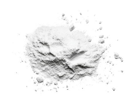 Fine white powder for culinary or baking applications in a kitchen setting demonstrating versatility and usage in various recipes or creations, cut out