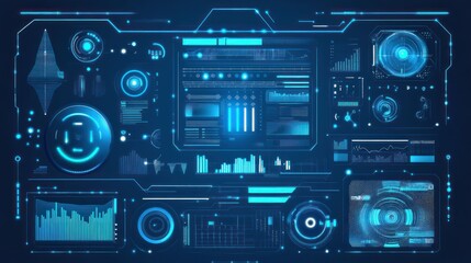 Fototapeta premium Detailed representation of digital data visualizations and interface displays