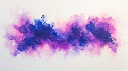 Blue and Purple Watercolor Painting on White Background Abstract Design