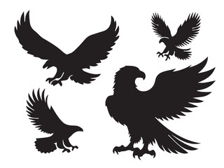 eagle bird  silhouettes on white background. Vector illustration. isolated bird flying and Birds silhouettes collection