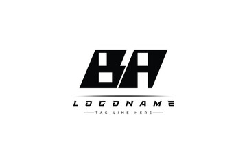 BA racer logo. Racing logo design for racing, driving and car or motorsport.