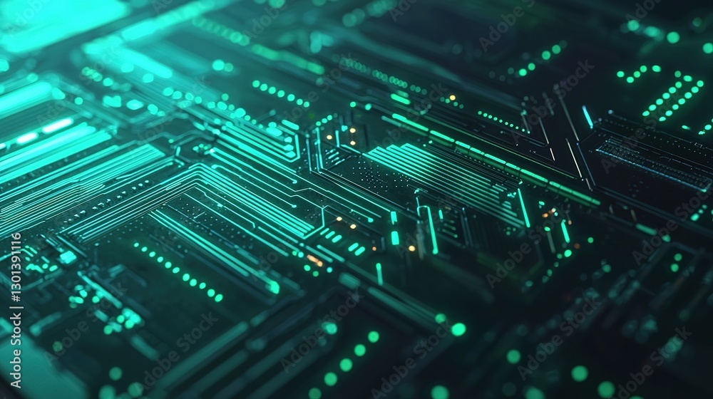 Fototapete Circuit design technology background digital environment graphic content tech aesthetics macro viewpoint