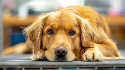 Beautiful Golden Retriever Portrait. Dog's Sweet, Calm, Gentle Look