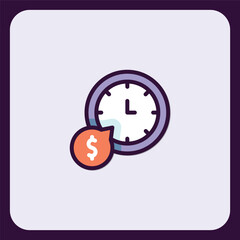 Time is Money Clock Icon, Financial Management, Budget, Expense Tracking, Investment, Clock with Dollar Sign