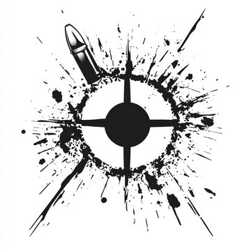 recommend clip art: Silhouette of Bullet in Crosshairs: Focused Aim and Target Marking Elements