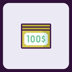 Simple Icon Depicting One Hundred Dollar Bill Stack