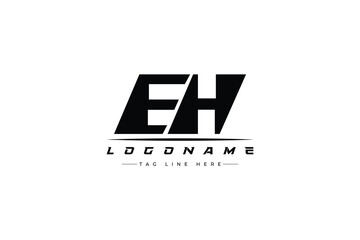 EH racer logo. Racing logo design for racing, driving and car or motorsport.