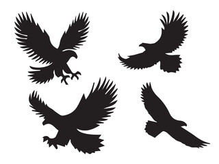 eagle vector set and Flying eagle birds silhouettes on white background. Vector illustration. isolated bird flying and Birds silhouettes collection