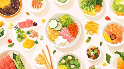 A Colorful Array of Delicious Asian Fusion Dishes