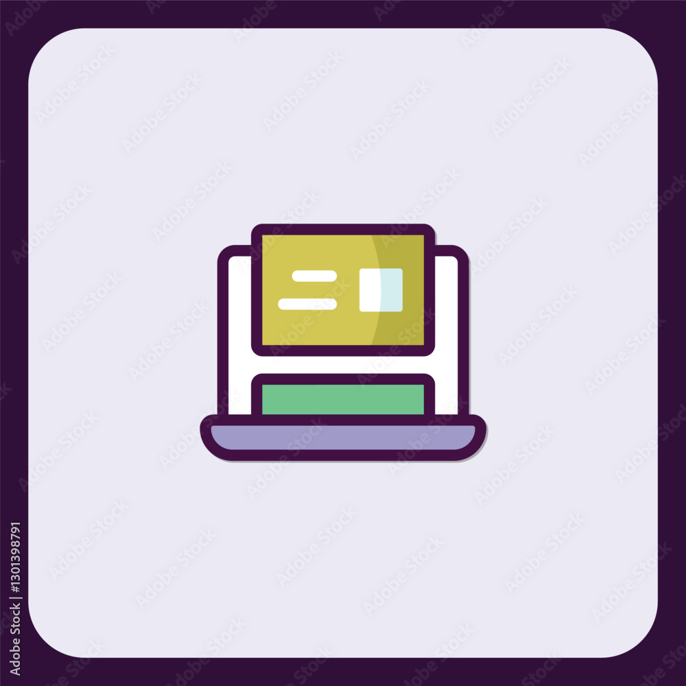 Poster Laptop Displaying Data Interface Icon for Web and App Design