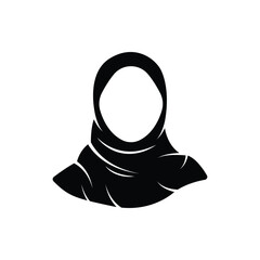 Women hijab icon. female saudi arab. islam lady. Beautiful muslim girl avatar. head scarf Eastern Women's Clothing logo. solid style pictogram. Vector illustration. Design on white background. EPS 10