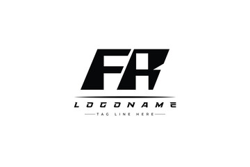 FR racer logo. Racing logo design for racing, driving and car or motorsport.