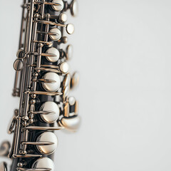 Fototapeta premium Close-Up of Saxophone: Modern Brass Instrument in Elegant Black and White Photography