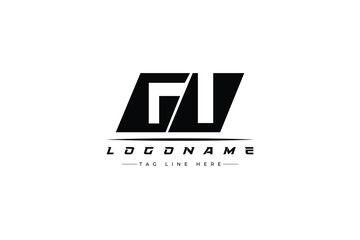 GU racer logo. Racing logo design for racing, driving and car or motorsport.