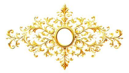 golden frame with floral ornament decorative element  cut out