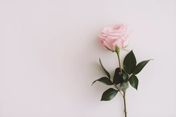 Fototapeta premium Delicate Pink Rose on a Light Background