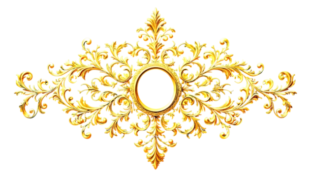 golden frame with floral ornament decorative element cut out