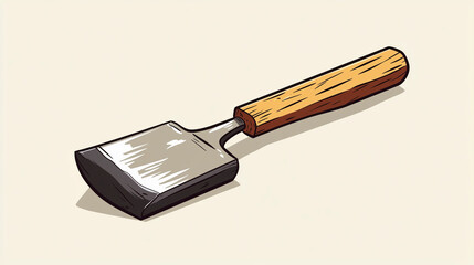 Wood Chisel Comic-Style Design Featuring Simple Background, Highlighting the Art of Woodworking in a Playful Way
