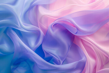 Obraz premium Flowing Fabric Texture in Soft Blue, Pink, Purple Hues for Creative Backgrounds and Designs