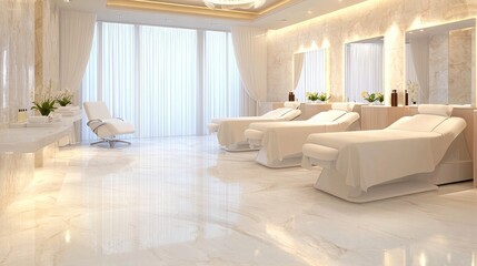 Fototapeta premium Serene Spa Relaxation: Luxurious Massage Room Interior