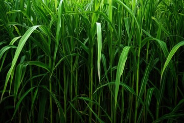 Obraz premium Lush Green Grass Blades - Dense stand of vibrant green grass, ideal for nature, agriculture, or environmental backgrounds