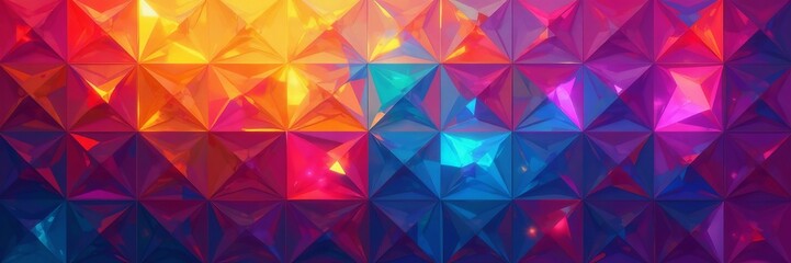 Obraz premium Geometric mosaic tessellation design with bright colors, repetitive, seamless