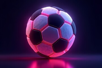 Fototapeta premium Neon Pink & Black Soccer Ball in Trendy Design