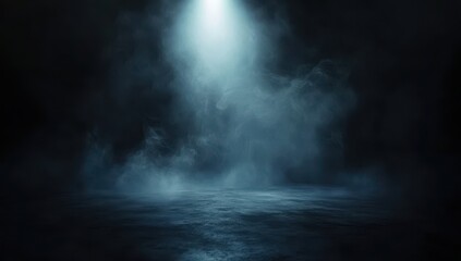 Fototapeta premium Dark and Mysterious Background with Soft Light Beam Piercing Through Fog in a Subtle Atmospheric Scene